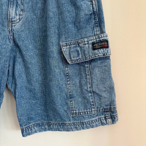 vintage wrangler denim cargo shorts with velcro pockets size 32 - Picture 1 of 4